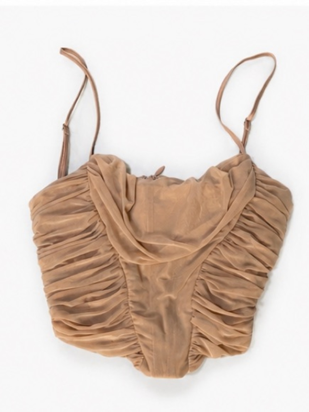 House of CB Ruched Nude Tan Crop Top Corset